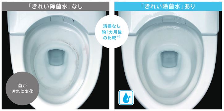 トイレ便器の黒ずみや輪じみを抑える,きれい除菌水