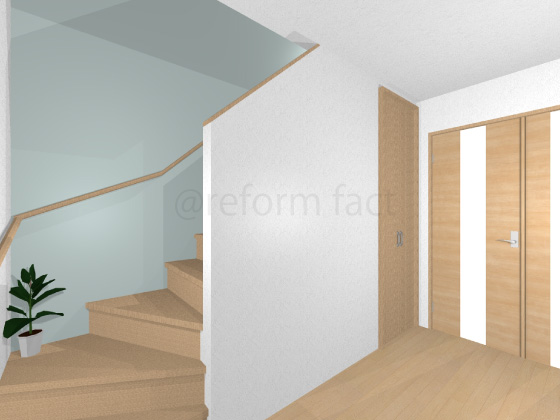 階段壁紙張り替え後,アクセント,階段壁
